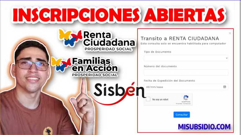 "¡No te lo pierdas! Inscripciones Abiertas para Quinto Pago de Renta Ciudadana" ¡Familias focalizadas!