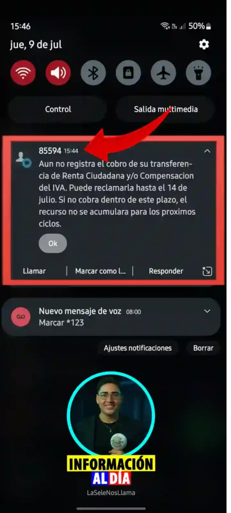 Prosperidad Social envía un mensaje de texto